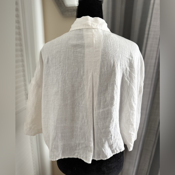 Linen/Lin Cropped Button Down Top - Small - Picture 3 of 6